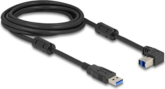 Kabllo USB DeLOCK USB 3.2 Gen 1, USB-A në USB-B 90°, 3 m, 5 Gbps, e zezë