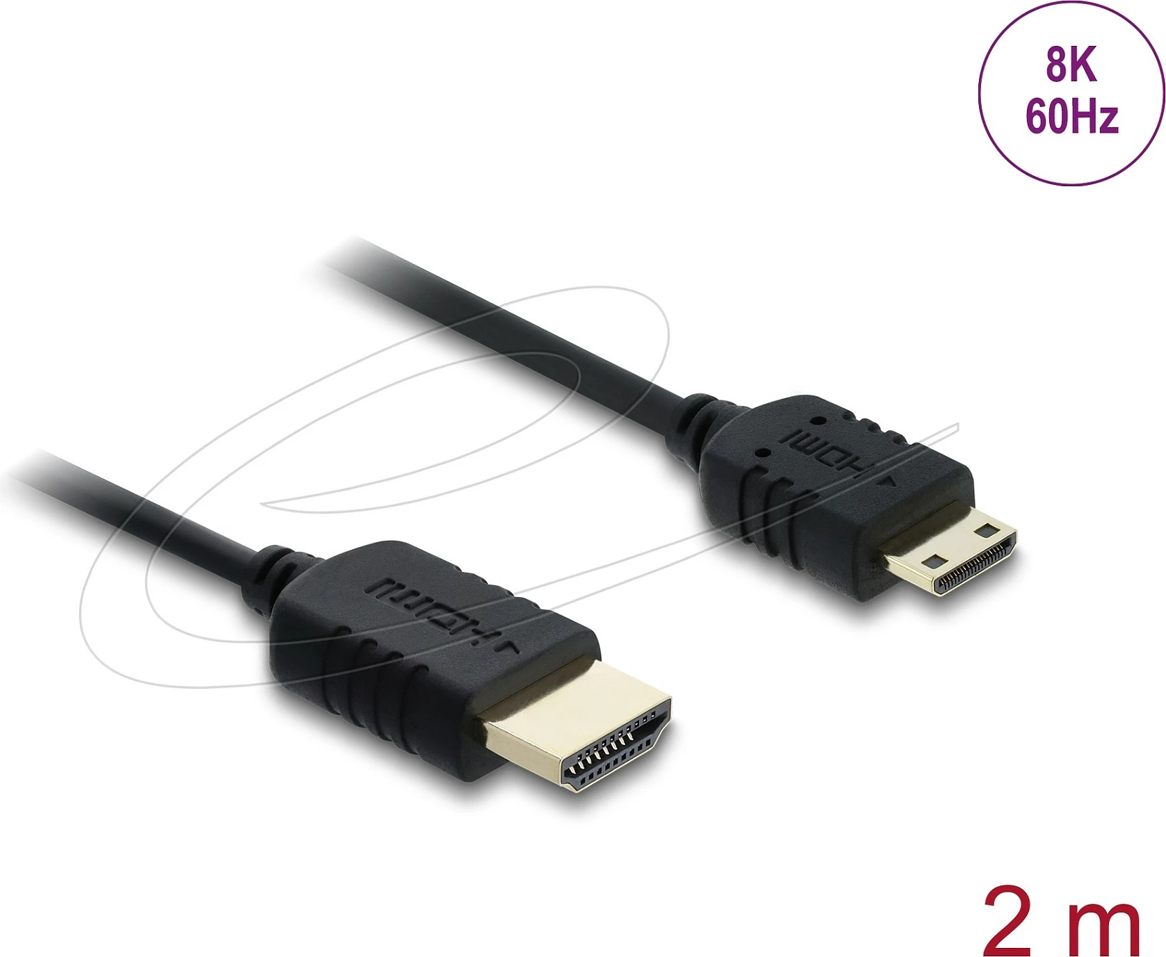 Kabllo HDMI DeLOCK 81685, 2m, HDMI-A në Mini HDMI-C, 8K, 48Gbps, eARC, e zezë