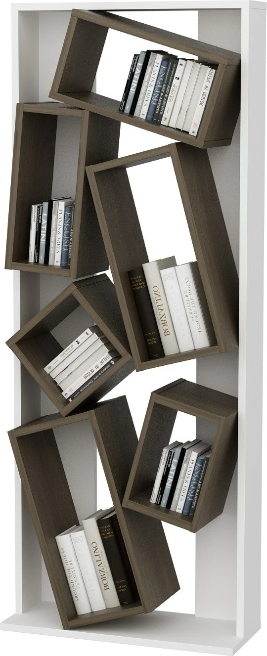 Raft librash Skye Decor, Carmen, i bardhë dhe arre