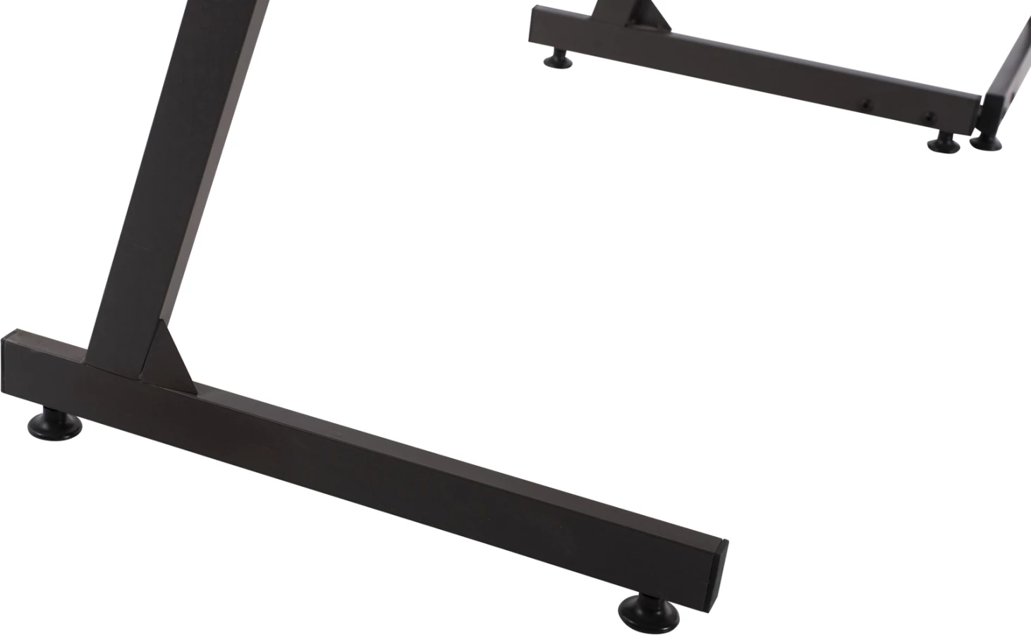 Tavolinë këndore FH9319, kornizë metalike gri e errët dhe sipërfaqe tavoline MDF ngjyrë lisi 147X112X74H cm