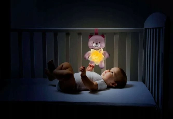 Arush nate me drita dhe melodi Chicco Night Bear 276696, rozë