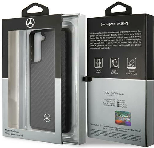 Mbështjellës Mercedes MEHCS21MRCABK Dynamic Line për Samsung Galaxy S21+, i zi, hardcase