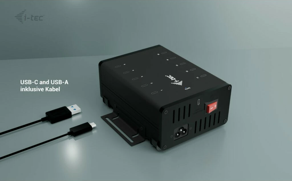 HUB USB-C I-Tec, 10 porta, 15W për portë, Plug & Play, i zi