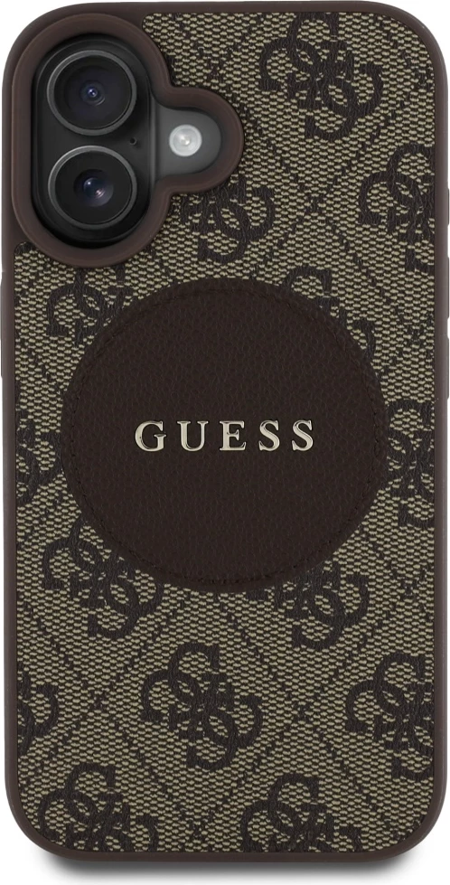 Mbështjellës Guess 4G Circle Classic Logo MagSafe për iPhone 16, Kafe