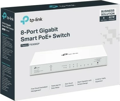 Switch TP-Link FESTA FS308GP, Managed, Gigabit Ethernet, PoE, Rack mounting