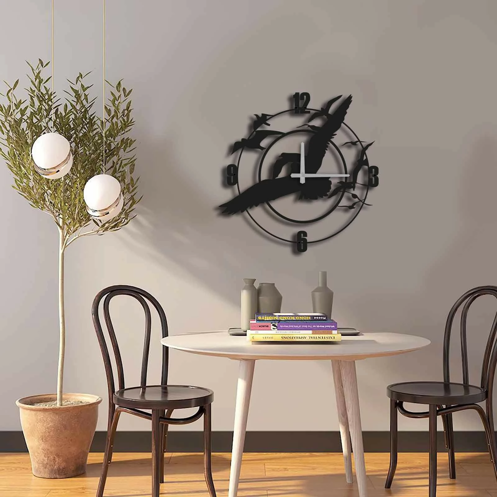 Orë muri dekorative prej metali, Wallity, MTS - 008, e zezë, 49x49cm
