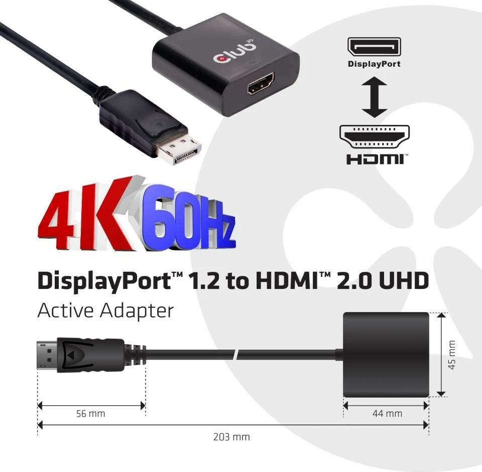 Adapter DisplayPort në HDMI Club3D, 4K60Hz, i zi