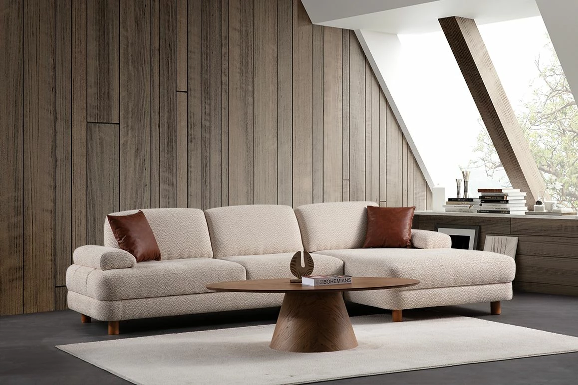 Kënd divani-krevat Atelier del Sofa, Nice L kënd djathtas, krem