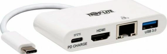 Dock USB-C Tripp Lite U444-06N-H4GU-C me HDMI, LAN Fast Ethernet, USB 3.0 dhe Power Delivery, e bardhë