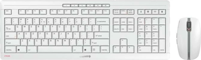 Komplet tastierë dhe Maus Cherry STREAM DESKTOP RECHARGE JD-8560EU-0 (JD8560EU0), wireless, USB-C rikarikim, AES-128, maus 6 butona, e bardhë