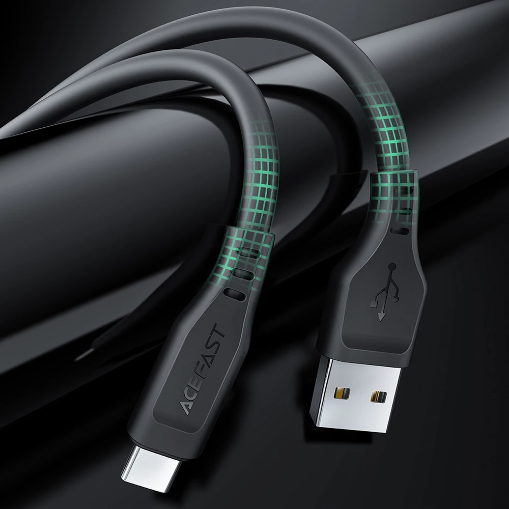 Kabllo USB Acefast C3-04, 1.2m, 3A, e zezë