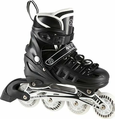 Set patinash 4-në-1 Nils Extreme NH10905, e rregullueshme 31-34, rrota LED 64mm 82A, ABEC 7, me frena, e zezë