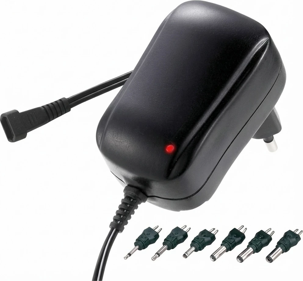 Adapter rryme universal SECOMP 600mA, me maja të ndërrueshme, i zi