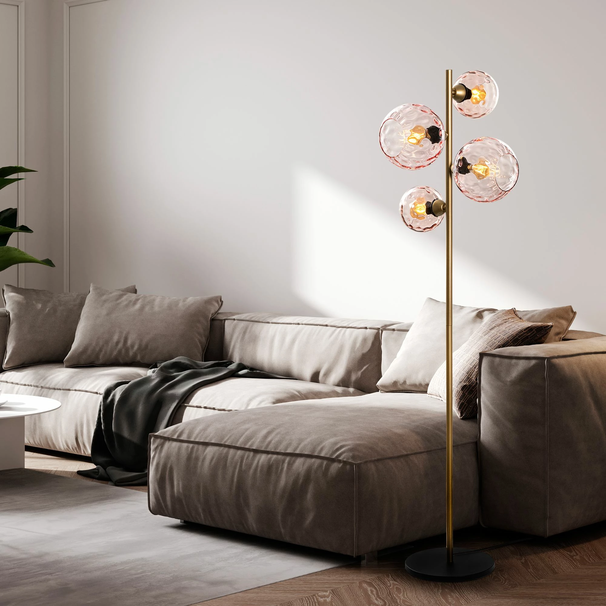 Llambë dyshemeje Opviq, rozë dhe ari, Benek - 20 - 15 - 14523, 35x35x165 cm