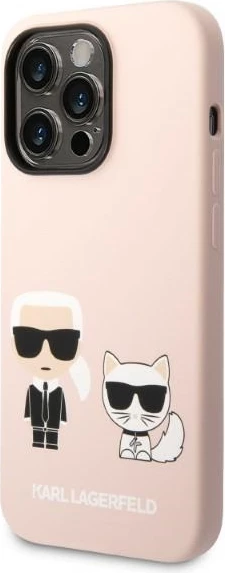 Mbështjellës Karl Lagerfeld KLHMP14XSSKCI për iPhone 14 Pro Max 6.7", silikon, MagSafe, rozë e çelur
