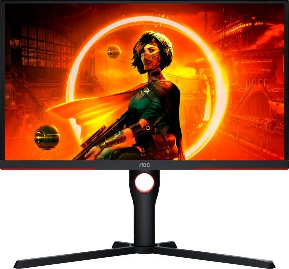 Monitor, AOC, 25G3ZM/BK, 24.5-inch FHD 1920x1080 240 Hz 1 ms VA Flat, Black/Red