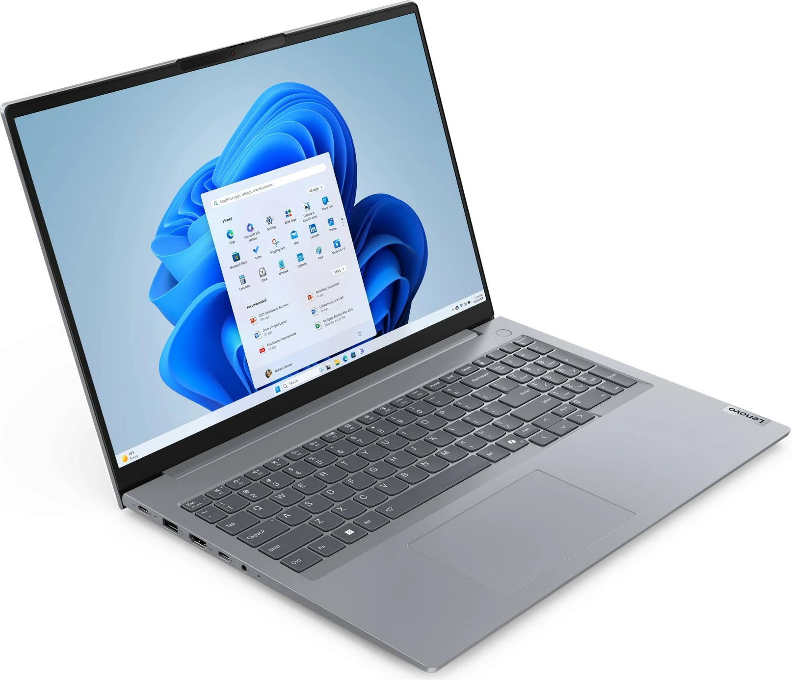Kompjuter Lenovo ThinkBook 16 G7, AMD Ryzen 5-7535HS, 32GB RAM, 512GB SSD, 16 inç, Arctic Grey