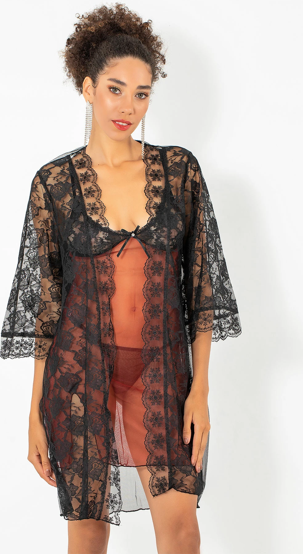 Babydoll Jumeon, ngjyrë e kuqe kafe, 2 copë, 011-008002