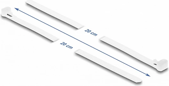 Lidhëse kabllosh DeLOCK Hook & Loop 200 x 7.2 mm, 100 copë, të bardha