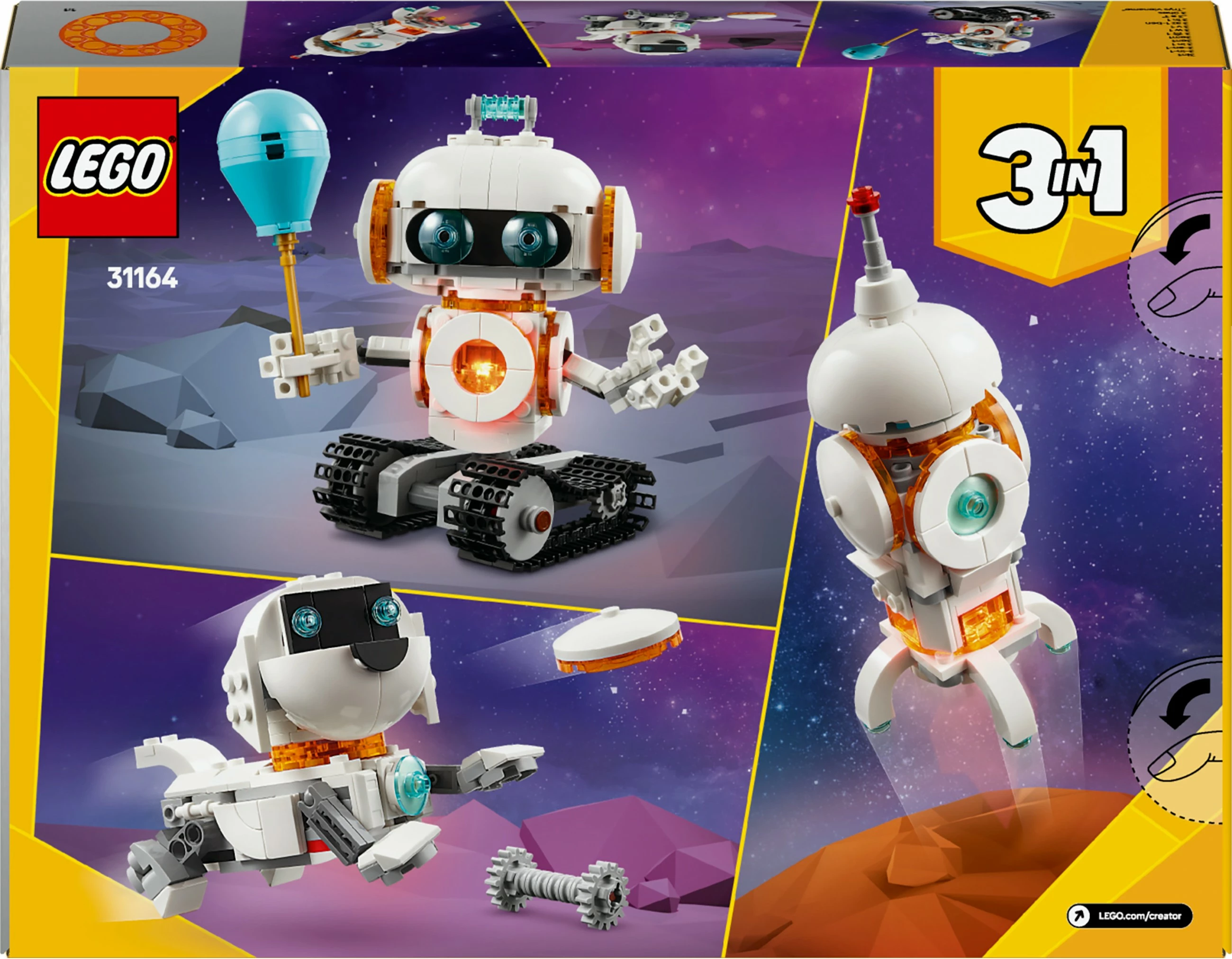 Set LEGO Creator 3-në-1 31164 robot hapësinor 281 pjesë
