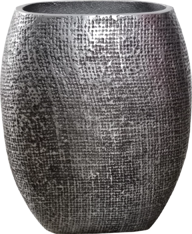 Vazo Kalsu, alumin, ngjyrë argjendi antike, 19x10x24 cm