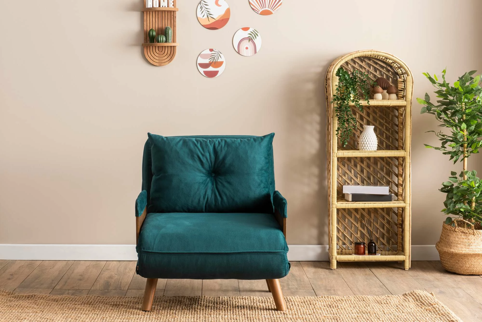 Krevat-karrige një vendi, Atelier del Sofa Cosmo, ngjyrë jeshile petrol