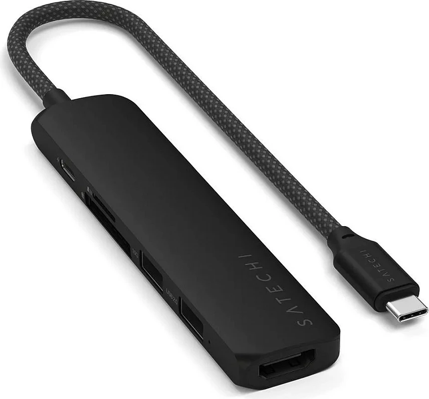 Hub USB-C Satechi Slim Multi-Port 6-në-1 ST-P6SK, i zi