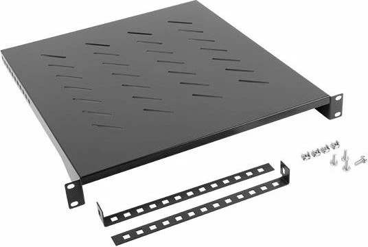 Raft për kabinet 19" Lanberg AK-1005-B 1U 800mm, kapacitet 25 kg, i zi