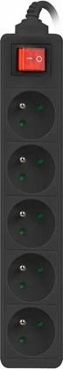 Zgjatues rryme Lanberg PS1-05E-0300-BK, 5 priza, 3 m, 2500 W, me switch, i zi