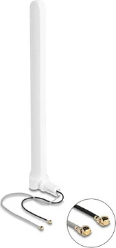 Antena WiFi DeLOCK WiFi 6 Twin, 2x I-PEX MHF I, 5 dBi, 17 cm, e bardhë