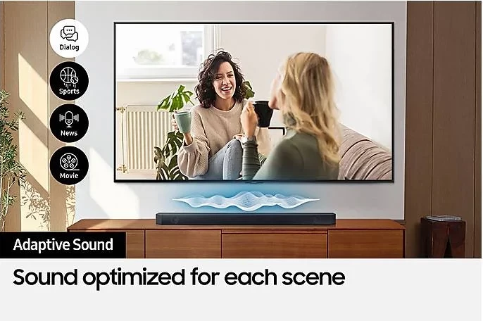Soundbar, Samsung HW-Q600C, 3.1.2 kanale, Dolby Atmos & DTS:X, subwoofer pa kabllo, e zezë