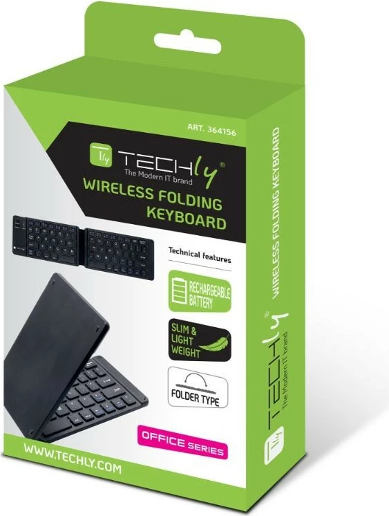 Tastierë palosëse wireless Techly 364156, Bluetooth 3.0, e zezë