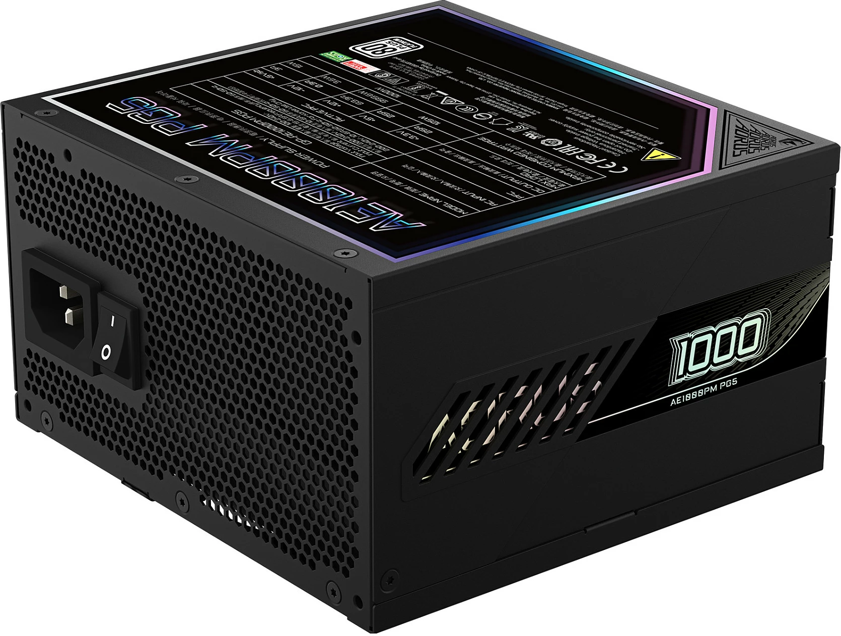 Njësi furnizimi me rrymë Gigabyte AORUS ELITE P1000W ICE, PCIe 5.0, 80 PLUS Platinum, Dizajn plotësisht modular, 1000 W