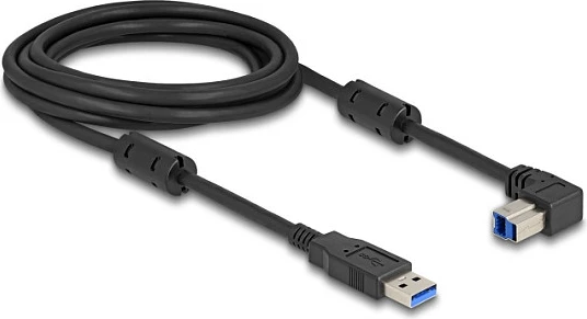 Kabl USB DeLOCK USB-A në USB-B 90° poshtë, 3 m, 5 Gbps, i zi