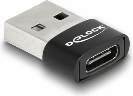 Adapter USB 2.0 DeLOCK, USB A mashkull në USB C femër, e zezë