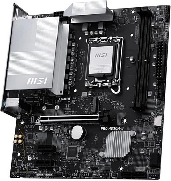 Pllakë amë MSI PRO H810M-B, LGA 1851, micro ATX, DDR5 128GB, 2.5G LAN, e zezë/argjendtë