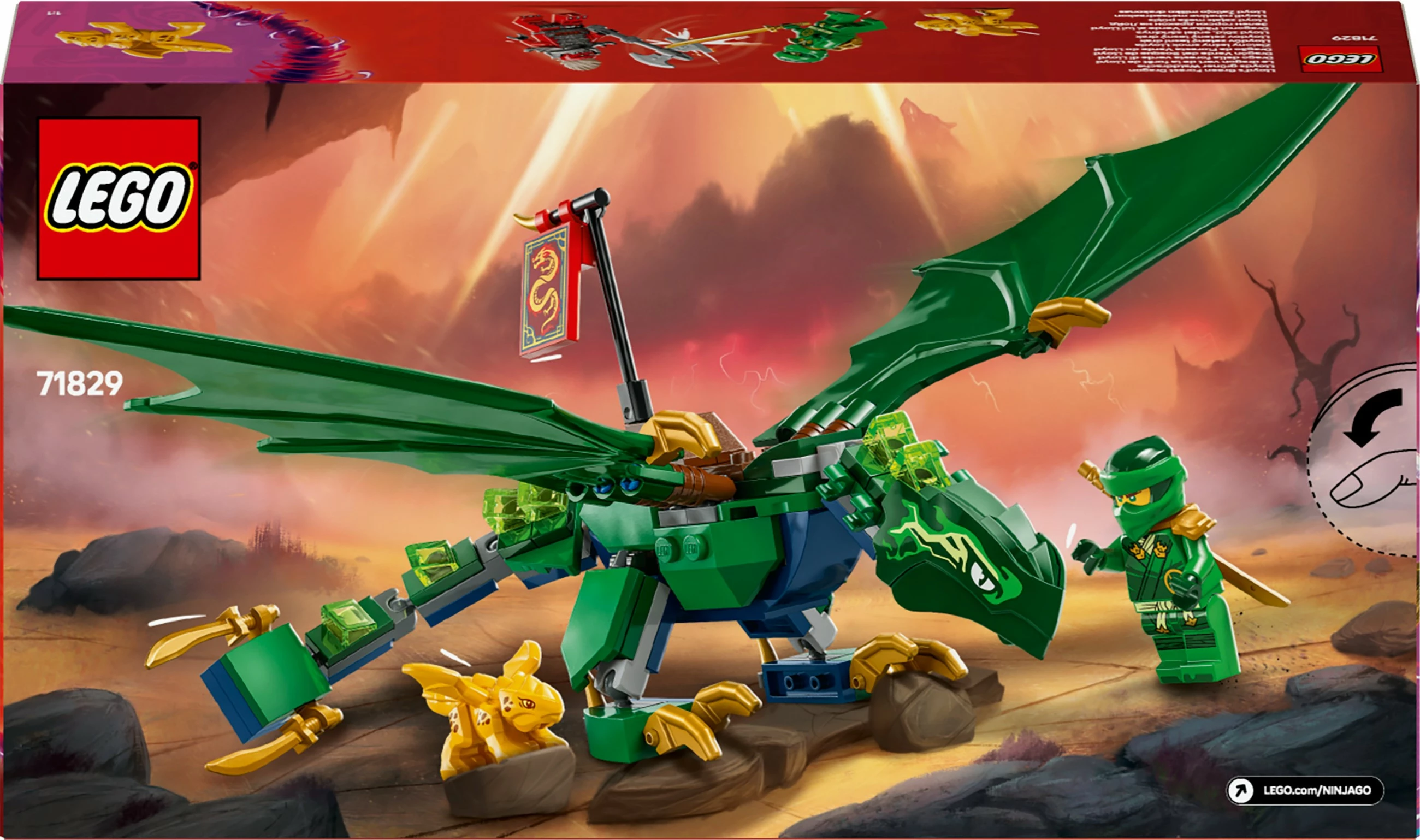 Set ndërtimi LEGO Ninjago 71829 Lloyd Green Forest Dragon 128 pjesë