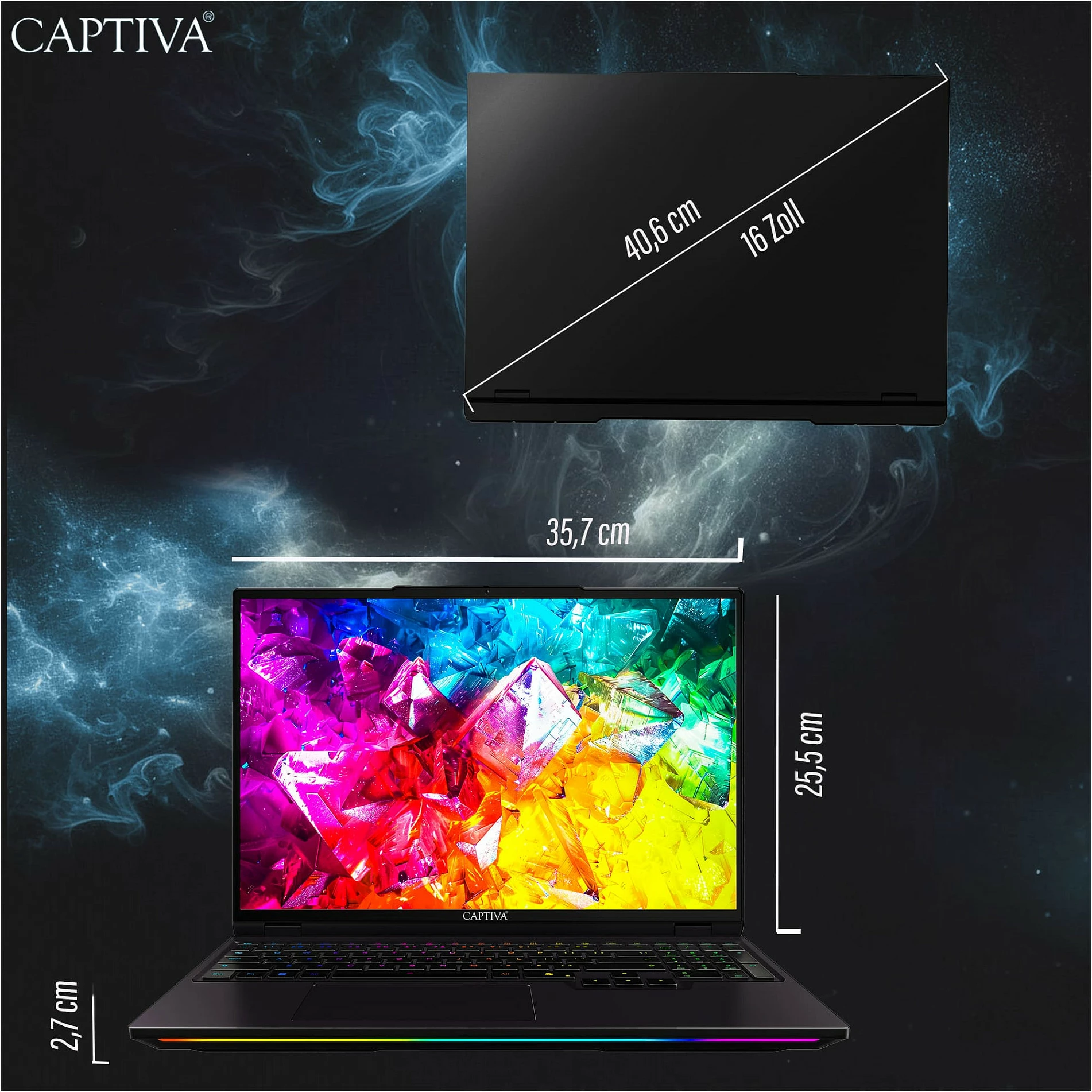 Laptop gaming Captiva Ultimate Gaming R95-062GE, 64GB RAM Memorje, 4TB SSD, GeForce RTX 5090 24GB, 16" WQXGA, Windows 11