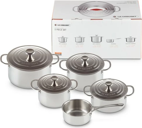 Set tenxheresh Le Creuset 3-Ply Plus, 5 pjesë, argjend