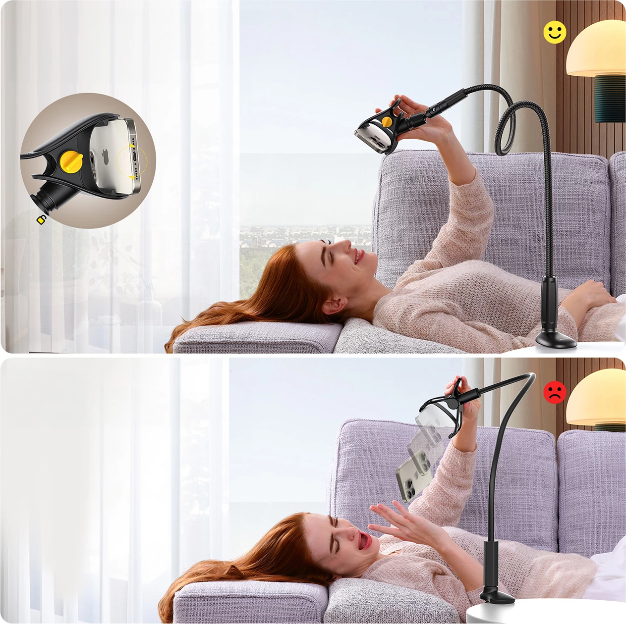 Mbajtës telefoni Joyroom JR-ZS389 me krah fleksibil për tavolinë, zi