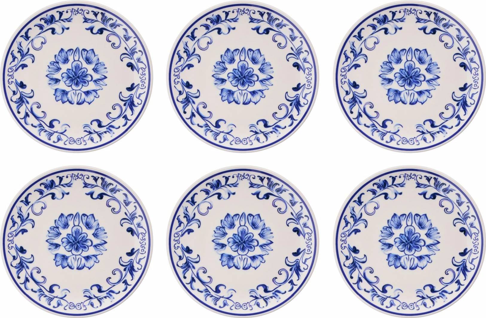 Set pjatash për ëmbëlsira (6 copë), Hermia Concept, lule blu
