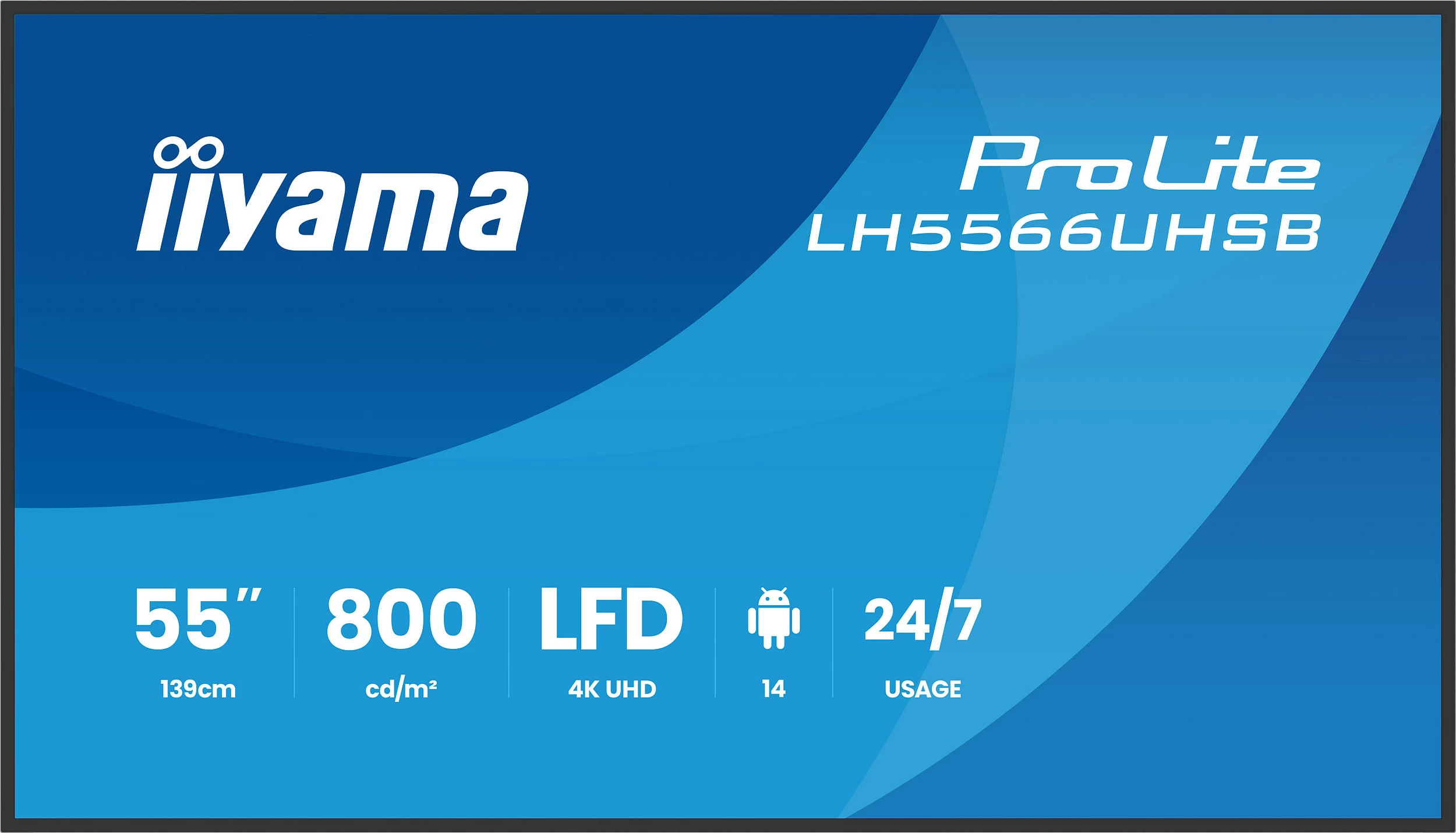 Ekran LFD iiyama ProLite LH5566UHSB-B1AG, 55", 4K UHD, 800 cd/m², Android 14, i zi