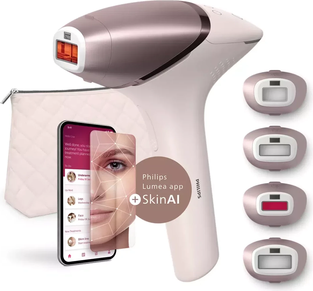 Epilator IPL Philips Lumea BRI977/00 SenseIQ 450,000 pulse drite, 4 shtojca, ari rozë