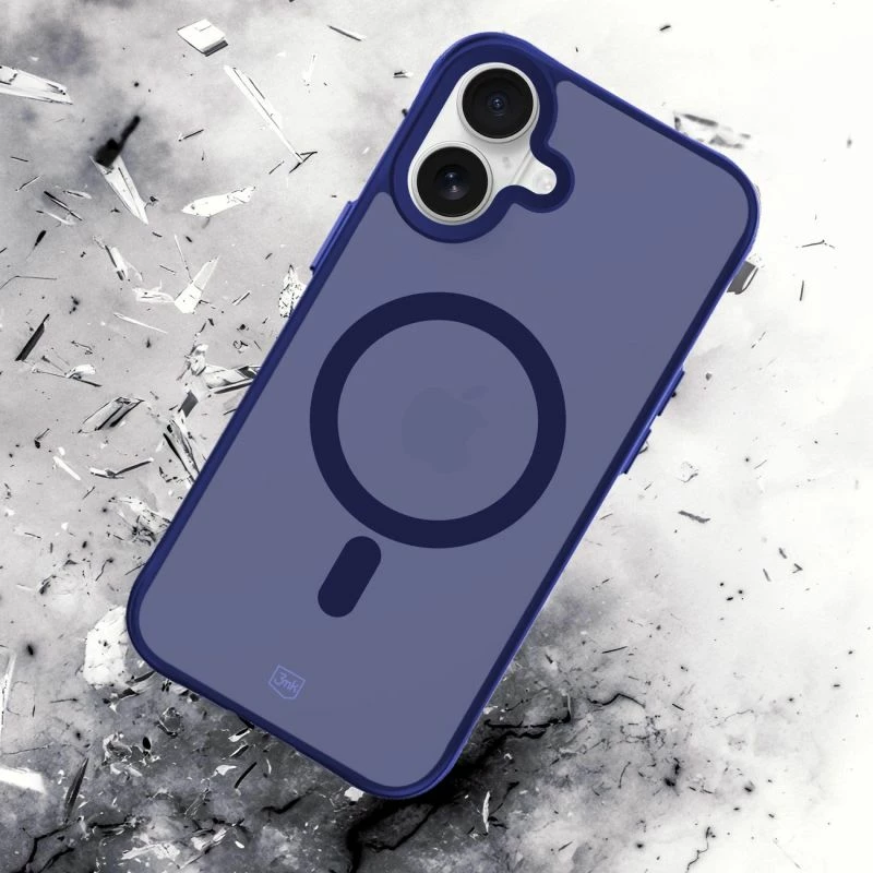 Maskë telefoni 3mk Smoke MagCase për iPhone 16, blu-transparente