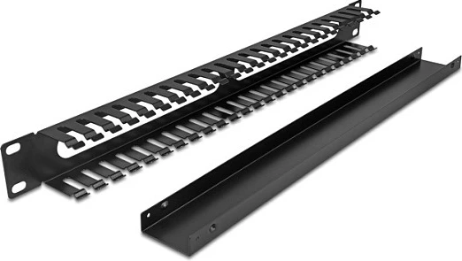 Panel menaxhimi kabllove DeLOCK 19" 1U, metal, me 2 hapje, i zi