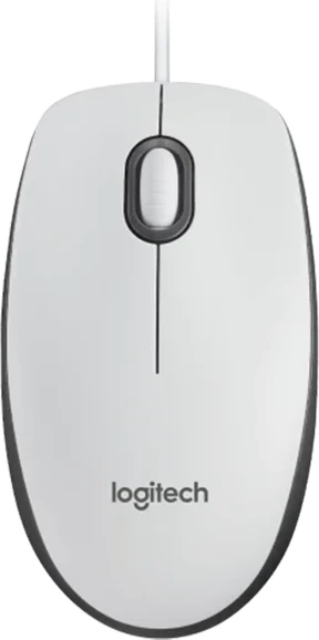 Maus Logitech M100 me kabllo USB 1000 dpi, i bardhë
