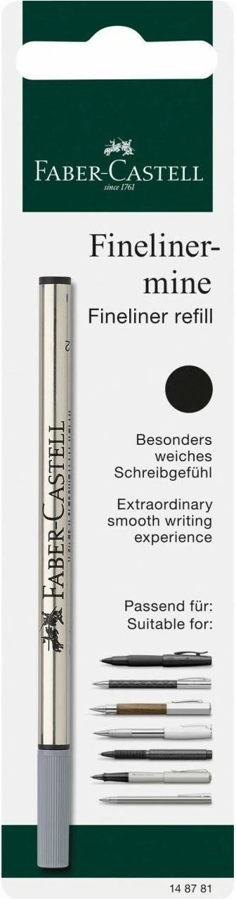 Refill për fineliner Faber-Castell 148781, ngjyrë e zezë, argjend