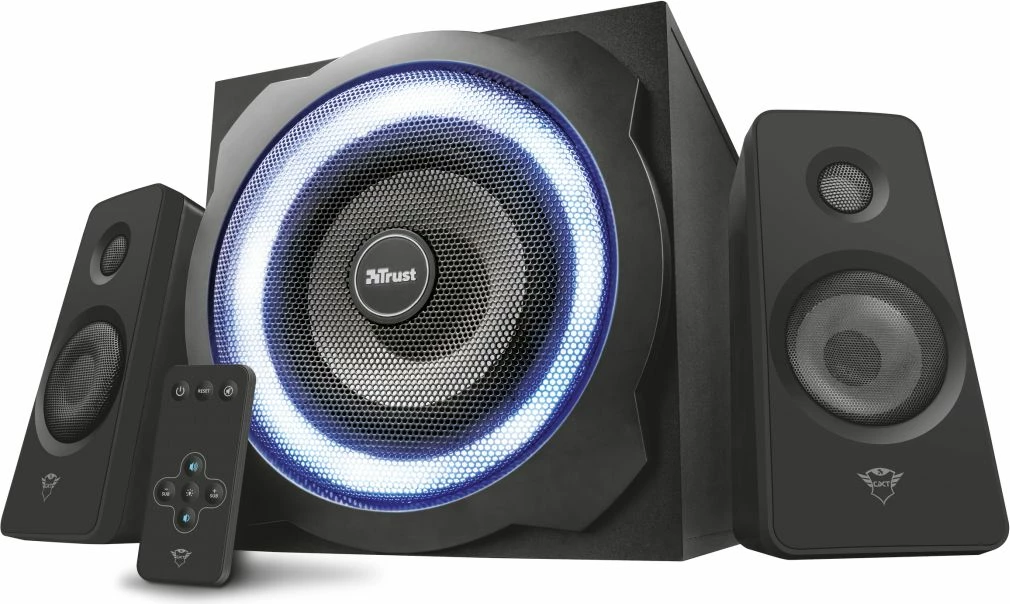 Altoparlantë kompjuteri Trust GXT 629 Tytan 2.1 60W RMS, RGB, të zeza, me telekomandë wireless
