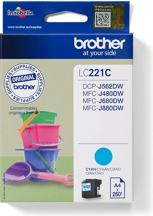 Toner Brother LC221C, Cyan, 260 faqe, Single pack