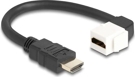 Modul Keystone Kabllo HDMI DeLOCK, mashkull në femër 90°, 0.2 m, 8K 60Hz, zi/bardhë
